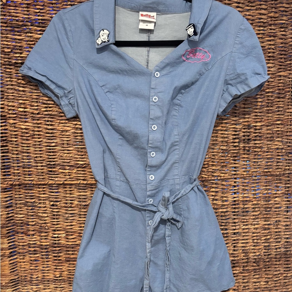 50s Vintage Archie Comics Torrid Betty and Veronica Blue Button-Up Romper